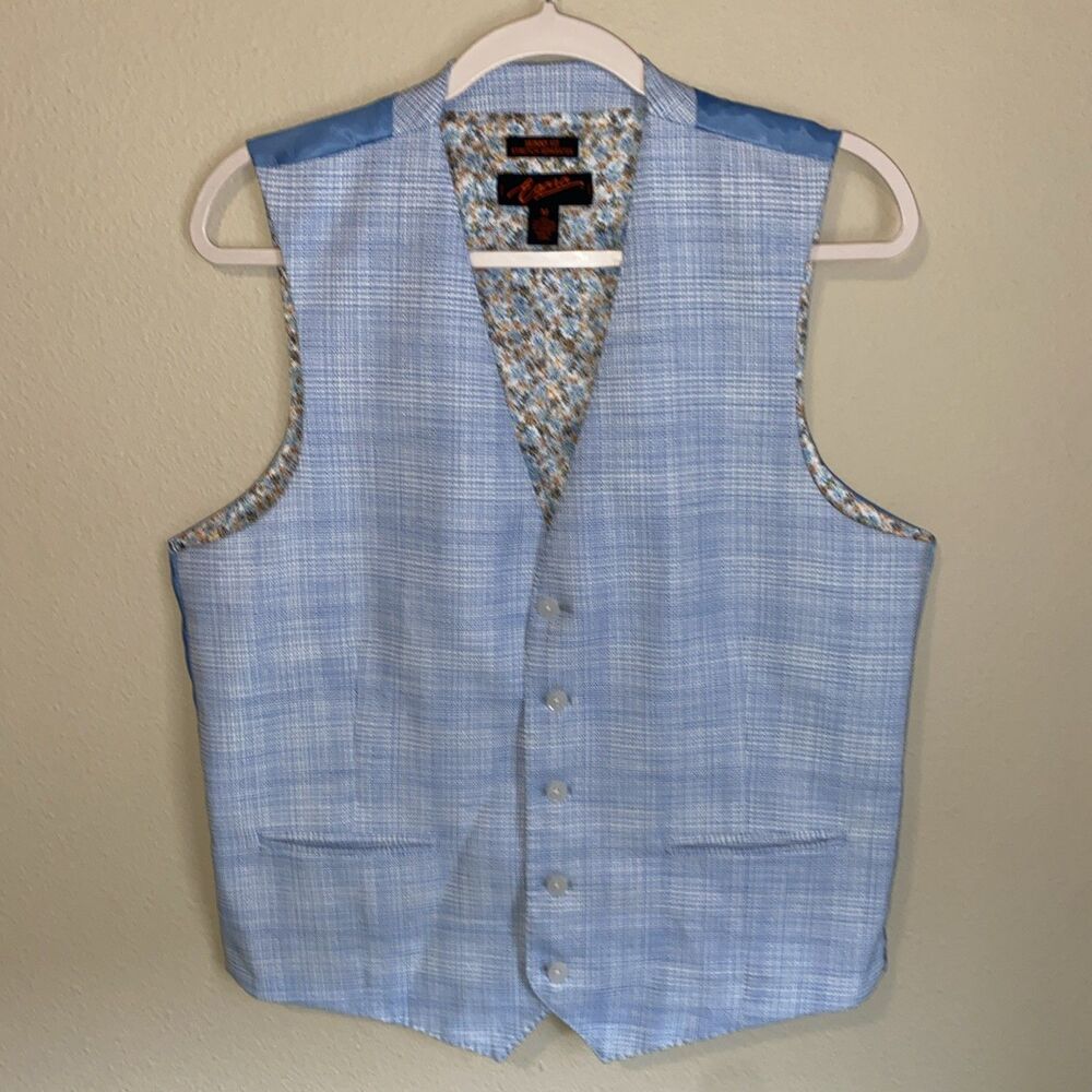Egara Men’s Button Down Vest Blue Floral
